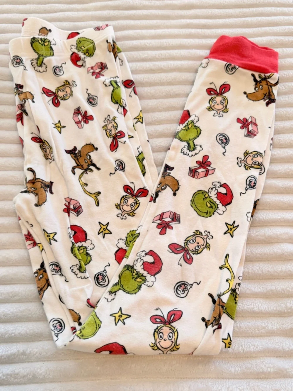 Carter's White Holiday Pajama Set with Grinch Print and Red Accents